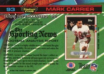1991 Stadium Club #93 Mark Carrier Back