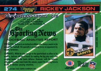 1991 Stadium Club #274 Rickey Jackson Back
