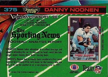 1991 Stadium Club #375 Danny Noonan Back