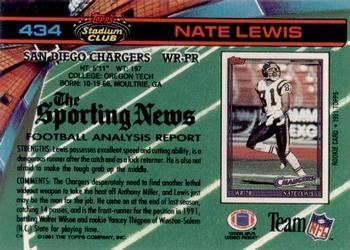 1991 Stadium Club #434 Nate Lewis Back