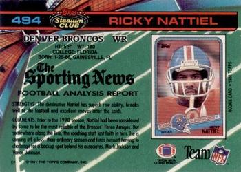 1991 Stadium Club #494 Ricky Nattiel Back