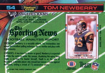 1991 Stadium Club #54 Tom Newberry Back