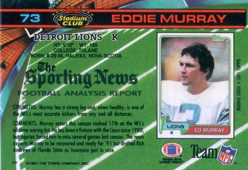 1991 Stadium Club #73 Eddie Murray Back
