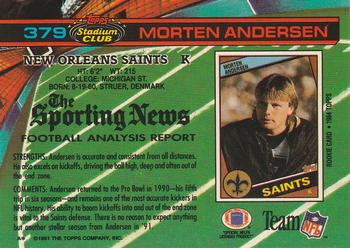 1991 Stadium Club #379 Morten Andersen Back