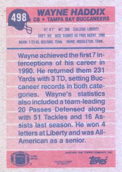 1991 Topps #498 Wayne Haddix Back