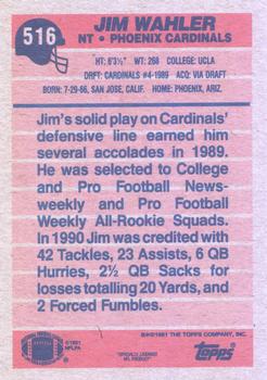 1991 Topps #516 Jim Wahler Back
