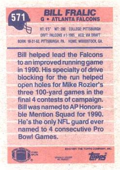 1991 Topps #571 Bill Fralic Back