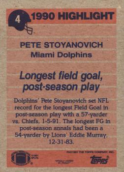 1991 Topps #4 Pete Stoyanovich Back