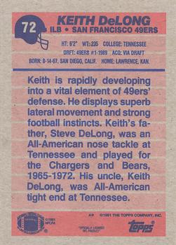 1991 Topps #72 Keith DeLong Back