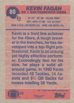 1991 Topps #80 Kevin Fagan Back