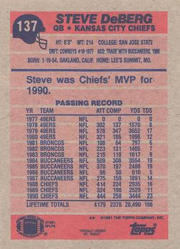 1991 Topps #137 Steve DeBerg Back
