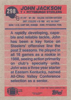 1991 Topps #298 John Jackson Back