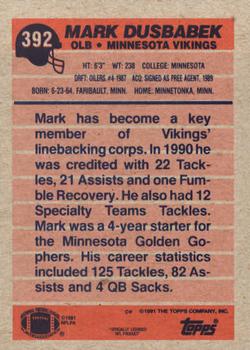 1991 Topps #392 Mark Dusbabek Back