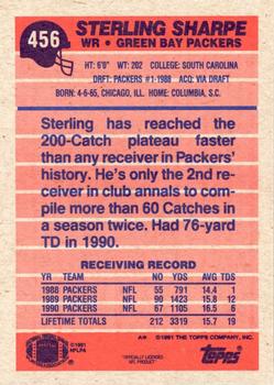 1991 Topps #456 Sterling Sharpe Back