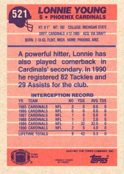 1991 Topps #521 Lonnie Young Back