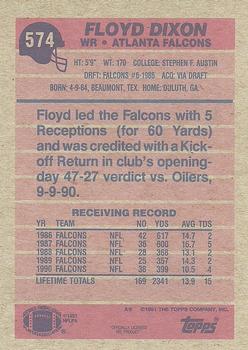 1991 Topps #574 Floyd Dixon Back
