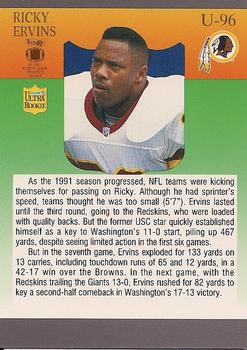 1991 Ultra Update #U-96 Ricky Ervins Back