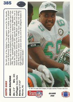 1991 Upper Deck #385 Keith Sims Back
