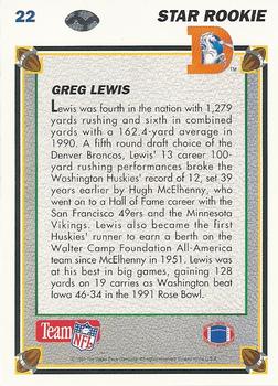 1991 Upper Deck #22 Greg Lewis Back