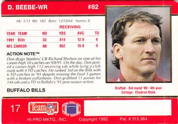 1992 Action Packed #17 Don Beebe Back