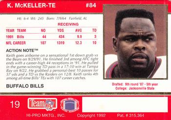 1992 Action Packed #19 Keith McKeller Back