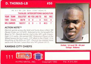 1992 Action Packed #111 Derrick Thomas Back