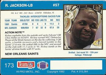 1992 Action Packed #173 Rickey Jackson Back