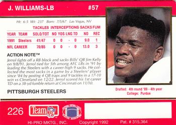 1992 Action Packed #226 Jerrol Williams Back