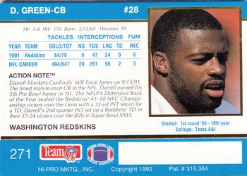 1992 Action Packed #271 Darrell Green Back
