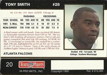 1992 Action Packed Rookie/Update #20 Tony Smith Back