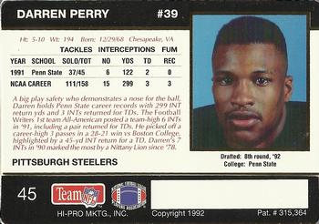 1992 Action Packed Rookie/Update #45 Darren Perry Back
