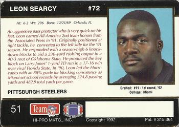 1992 Action Packed Rookie/Update #51 Leon Searcy Back