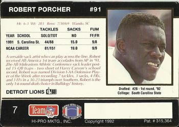 1992 Action Packed Rookie/Update #7 Robert Porcher Back