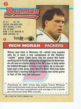 1992 Bowman #6 Rich Moran Back