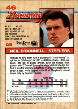 1992 Bowman #46 Neil O'Donnell Back
