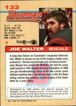 1992 Bowman #133 Joe Walter Back