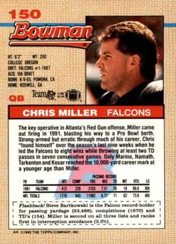 1992 Bowman #150 Chris Miller Back