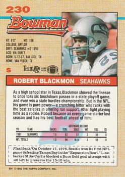 1992 Bowman #230 Robert Blackmon Back