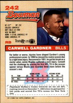 1992 Bowman #242 Carwell Gardner Back