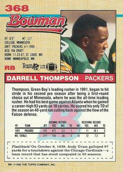 1992 Bowman #368 Darrell Thompson Back