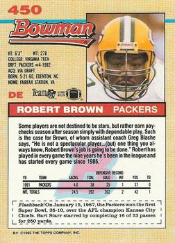 1992 Bowman #450 Robert Brown Back