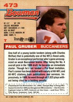 1992 Bowman #473 Paul Gruber Back