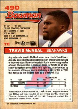 1992 Bowman #490 Travis McNeal Back
