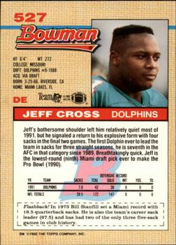 1992 Bowman #527 Jeff Cross Back