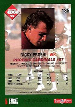 1992 Collector's Edge #135 Ricky Proehl Back