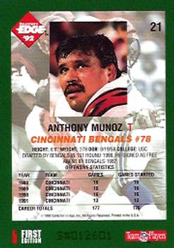 1992 Collector's Edge #21 Anthony Munoz Back