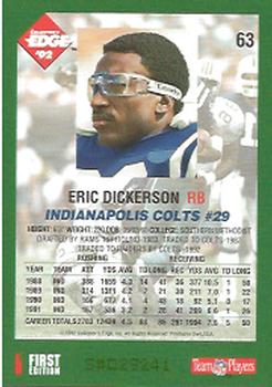 1992 Collector's Edge #63 Eric Dickerson Back