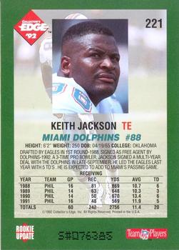 1992 Collector's Edge #221 Keith Jackson Back