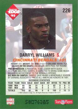 1992 Collector's Edge #226 Darryl Williams Back