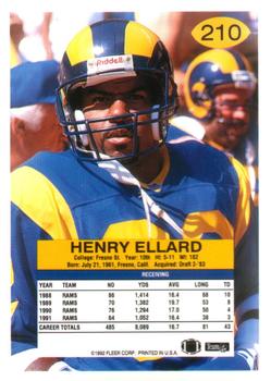 1992 Fleer #210 Henry Ellard Back